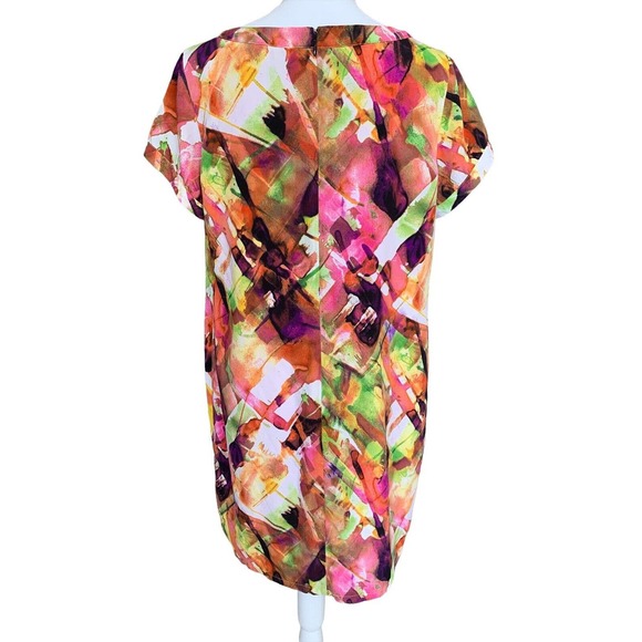 Marc New York Andrew Marc Dress Size 12 Multicolor Short Sleeve V-Neck - Picture 5 of 12